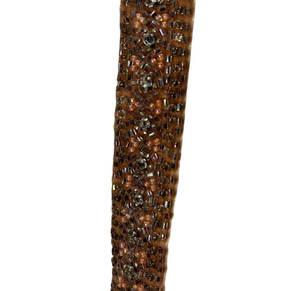 J. crew pink velvet beaded bow tie belt S - Picture 3 of 6